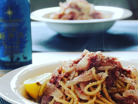 休日のランチに最適❤コンビーフと玉ねぎのパスタ